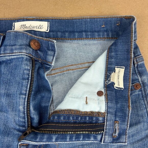Madewell Cali Demi-Boot Distressed Hem Jeans Womens 26 Blue Five Pocket Zip Fly - Picture 3 of 11